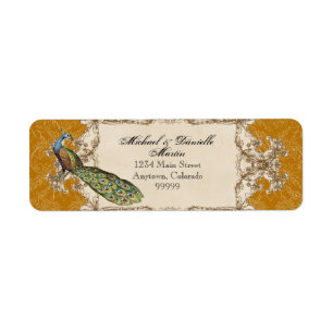 Address Labels - Gold Vintage Peacock & Etchings