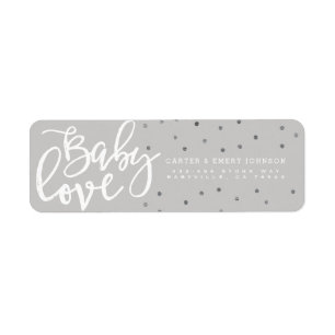 ADDRESS LABELS Modern Grey Baby Love Boy Script