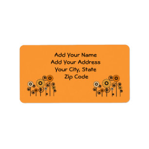 Address Labels, orange Daisies on orange Label