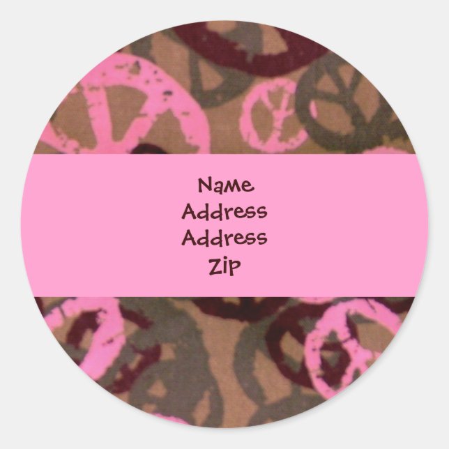 Address Labels-Peace Signs Classic Round Sticker (Front)