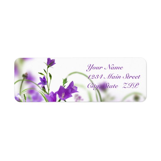 Address Labels--Purple Flowers Horizontal Return Address Label