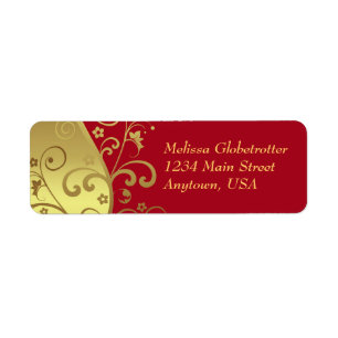 Address Labels--Red & Gold Swirls