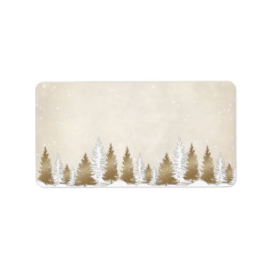 Address Labels,  Winter Nature Beige Trees Label