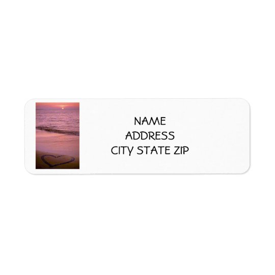 ADDRESS LABELS WITH "HEART IN THE SAND ON BEACH"