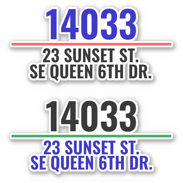 Address Mailbox Numbers (Front)