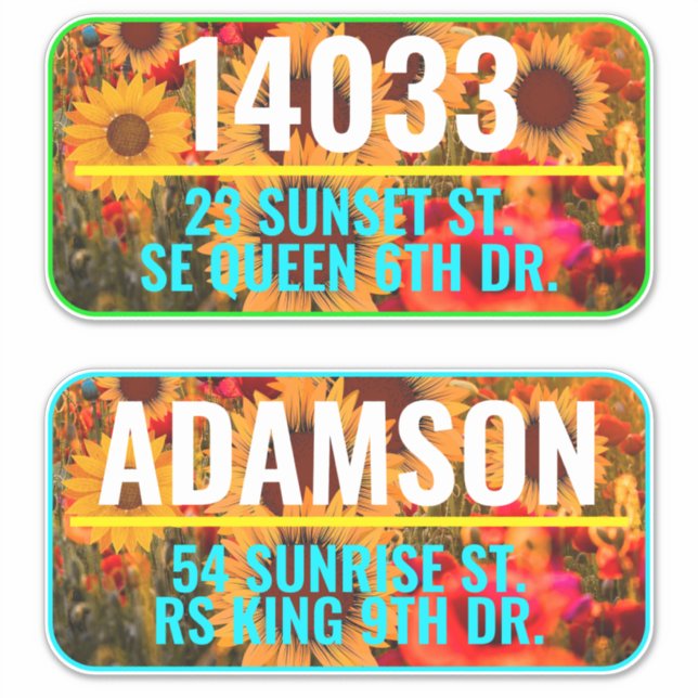 Address Mailbox Numbers & Name - Floral Fam house (Front)