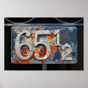 Address Number Plaque, Sixty-five and a Half Poster