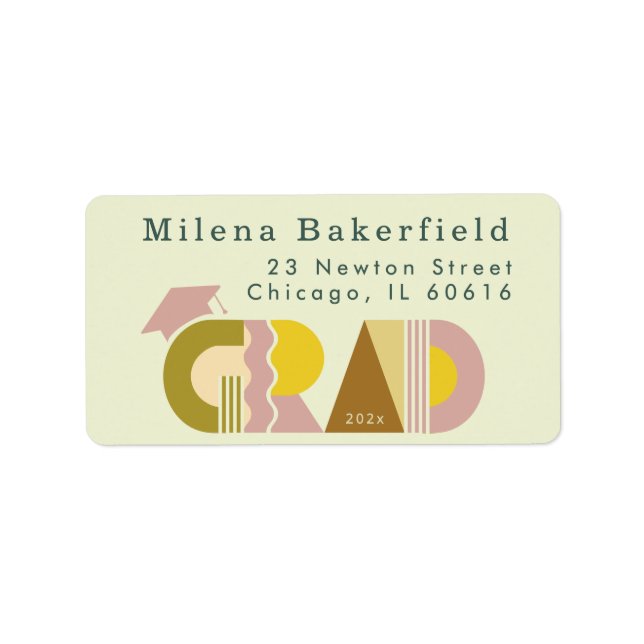 Address Return Label Grad Graduation Retro Sticker (Front)
