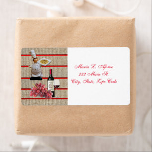 Address Return Labels Chef Wine Pasta