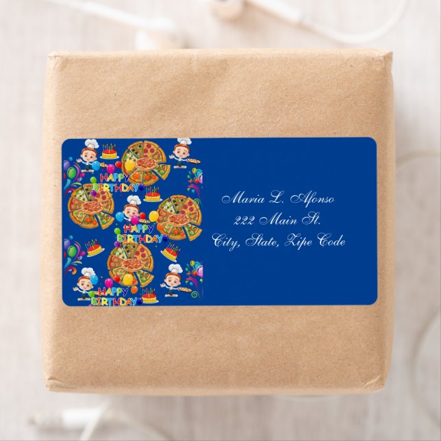Address Return Labels Pizza Pies Happy Birthday (Insitu)
