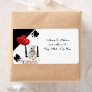 Address Return Labels White Teddy Bear Floral