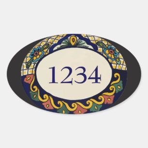 Address Tile add numbers Oval Sticker