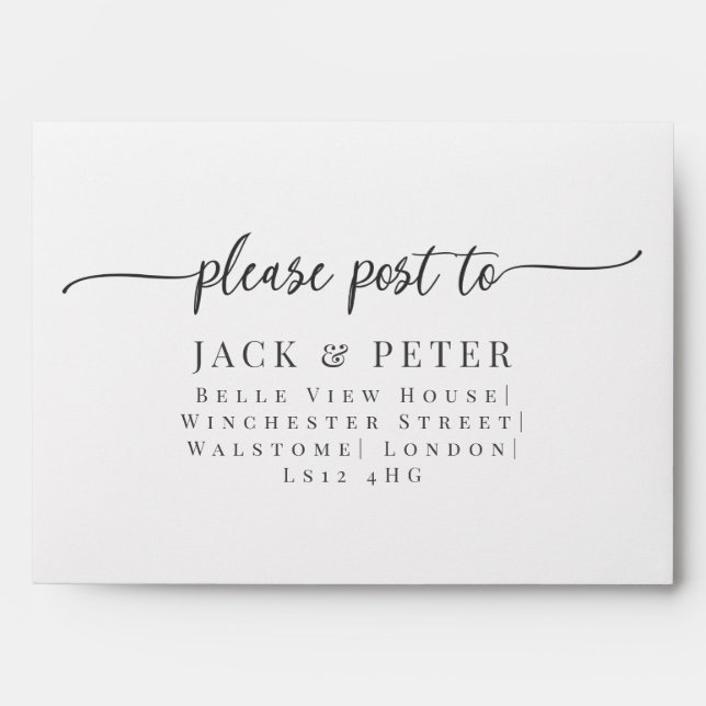 Addressed envelope formal text with script, (Front)