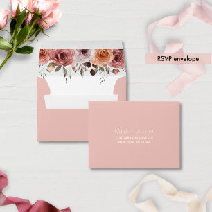 Addressed RSVP, Heaven in Rose Blush Pink Floral Envelope