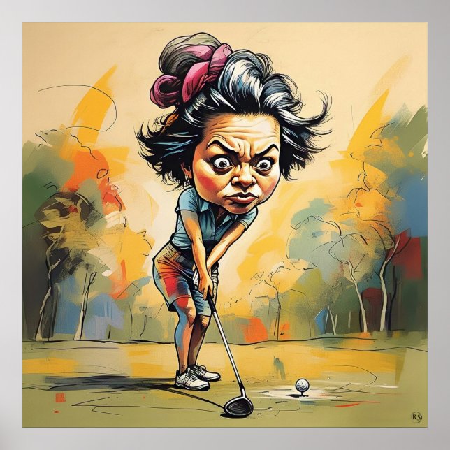 Addressing The Ball - Large Golf Art Print (Front)
