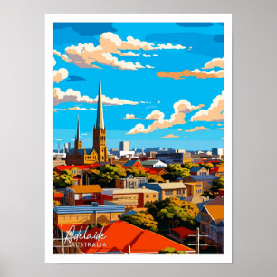 Adelaide Australia Artwork Travel Illustration Poster
