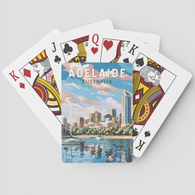 Adelaide Australia Travel Art Vintage Playing Cards (Back)