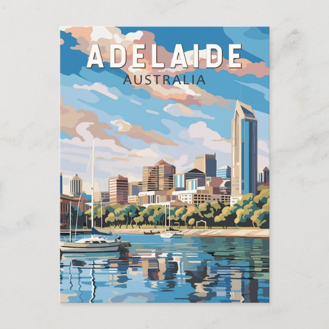 Adelaide Australia Travel Art Vintage Postcard (Front)