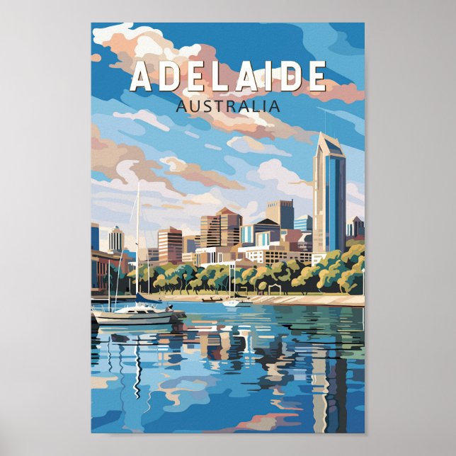 Adelaide Australia Travel Art Vintage Poster (Front)