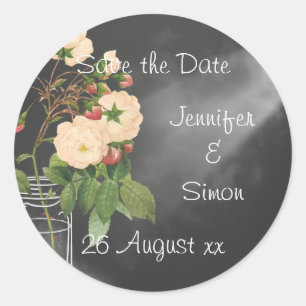 Adelaide Rose on Black Classic Round Sticker