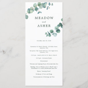 Adelaide Watercolor Eucalyptus Wedding Program