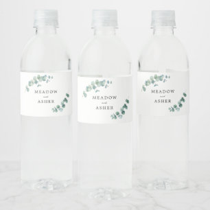 Adelaide Wedding Watercolor Eucalyptus Water Bottle Label