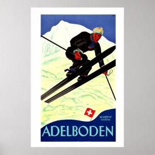 Adelboden, Schweiz, Ski Travel Poster