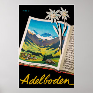 Adelboden, Switzerland, Ski travel Poster