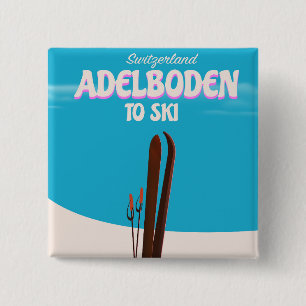 Adelboden Switzerland ski travel poster 2 Inch Square Button