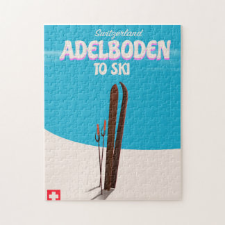 Adelboden Switzerland ski travel poster Jigsaw Puzzle