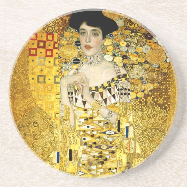 Adele Bloch-Bauer I by Gustav Klimt Art Nouveau Coaster (Front)