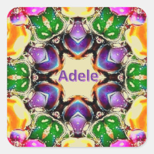 ADELE ~ Bright Abstract Pattern ~ Personalised Square Sticker