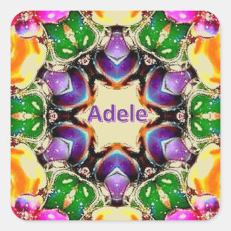 ADELE ~ Bright Abstract Pattern ~ Personalized  Square Sticker
