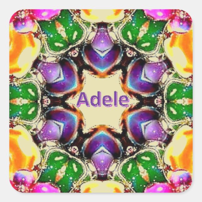 ADELE ~ Bright Abstract Pattern ~ Personalized  Square Sticker (Front)