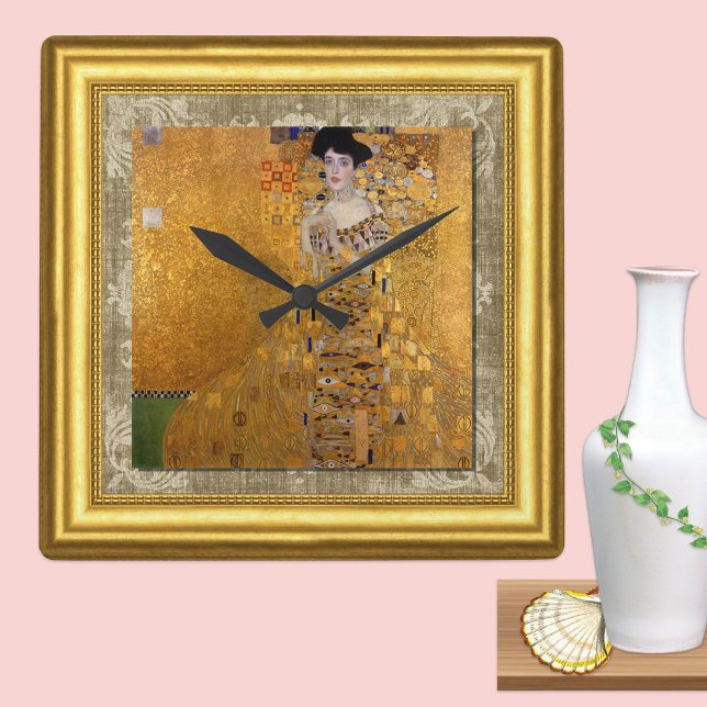 Adele, Lady in Gold, Gustav Klimt, Framed Canvas Square Wall Clock (Creator Uploaded)