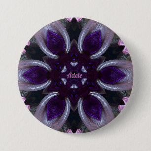 ADELE ~ Purple White Pink Green BLING 3 Inch Round Button
