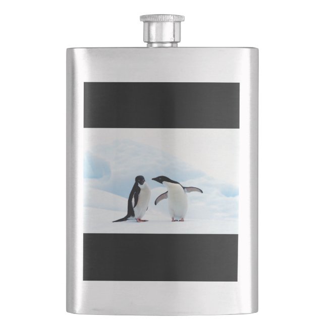Adelie Penguins Hip Flask (Front)