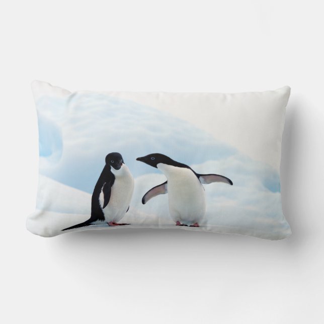 Adelie Penguins Lumbar Pillow (Front)