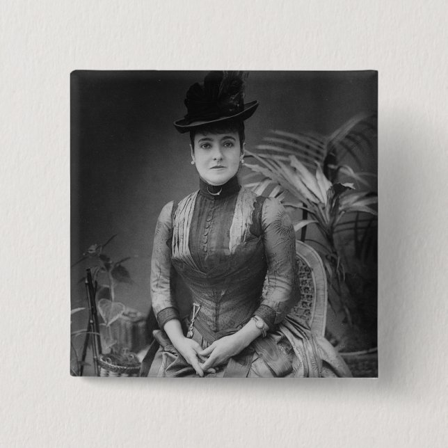 Adelina Patti, 1880 2 Inch Square Button (Front)