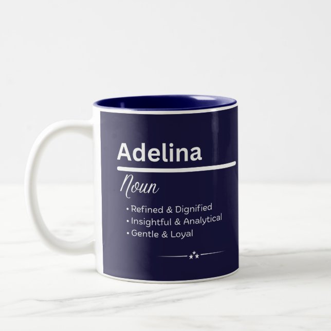 Adelina Personalized Girl Name Meaning Coffee Mug (Gauche)