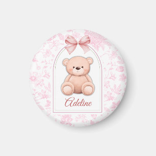 Adeline Custom Pink Teddy Bear Nursery Design Magnet