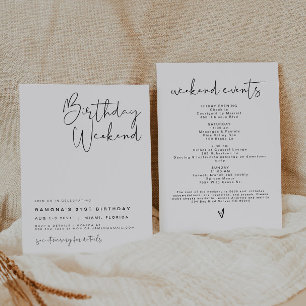 ADELLA Edgy Modern Minimalist Birthday Itinerary Invitation