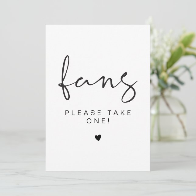 ADELLA Minimal Please Take a Fan Wedding Sign Invitation (Standing Front)