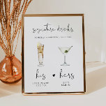 ADELLA Minimalist Signature Drink Wedding Bar Poster<br><div class="desc">This printable signature drink sign template features a handwritten font and a modern minimalist design. The watercolor graphics are handmade and 15 popular drinks are included here in this listing. Click the 'edit using design tool' button in the personalization section to see the drinks that are included. Each drink is...</div>