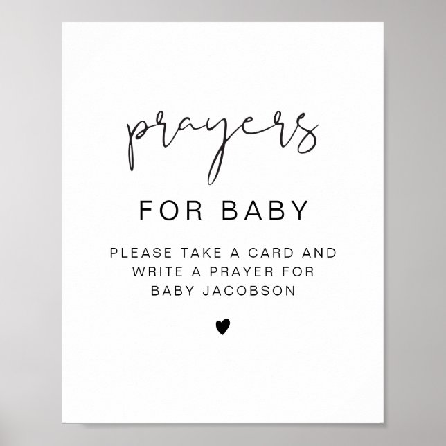 ADELLA Modern Baby Shower Prayers for Baby Sign (Front)