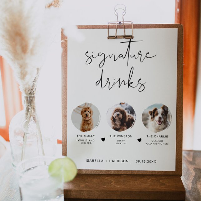 ADELLA Modern Minimal 3 Photo Pet Signature Drink Poster (Creator Uploaded)