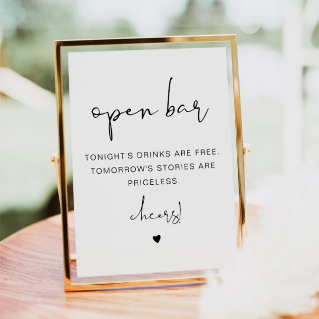 ADELLA Modern Minimalist Funny Open Bar Sign Invitation (Creator Uploaded)