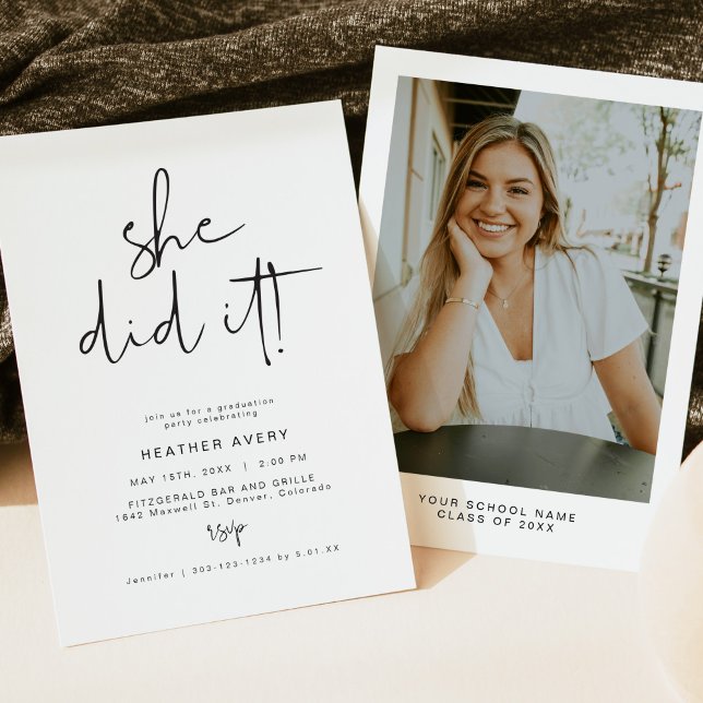 ADELLA Modern Minimalist Graduation Party  Invitation (Creator Uploaded)