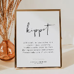 ADELLA Modern Minimalist Kippot Kippah Wedding  Po Poster<br><div class="desc">This kippot (yarmulke) sign features an edgy handwritten font and modern minimalist design. Easily change the colors and edit *most* wording to meet the needs of your occasion. This sign is perfect for your contemporary, industrial, or bohemian wedding or other celebration. Pair with other items from the ADELLA Collection for...</div>