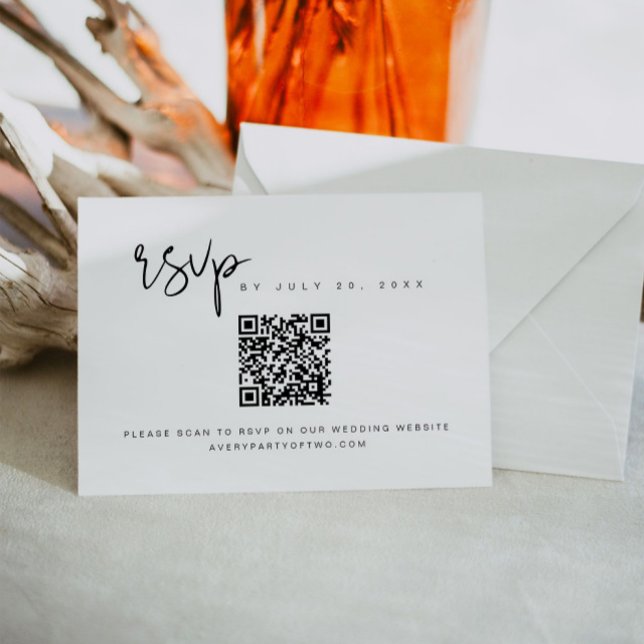 ADELLA Modern Minimalist QR Code Wedding RSVP Card (Creator Uploaded)